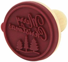 BIRKMANN German MERRY CHRISTMAS Wooden Rubber COOKIE Stamp STAMPER NWT New