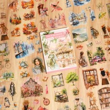 100Pcs Four Seasons Scene PET Stickers Bullet Journal Card Scrapbooking Collage