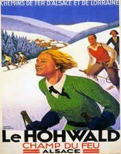 POSTER LE HOHWALD ALSACE SKI SKIING WINTER SPORT FRANCE VINTAGE REPRO FREE S/H
