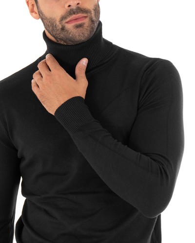 Maglioncino Uomo Maglia Collo Alto Elastico Tinta Unita Vari Colori - Foto 42 di 180