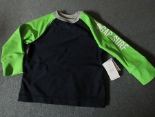 NWT BABY GAP SURF Black Lime Green l/s RASHGUARD SWIM SHIRT Infant 12-18 mo