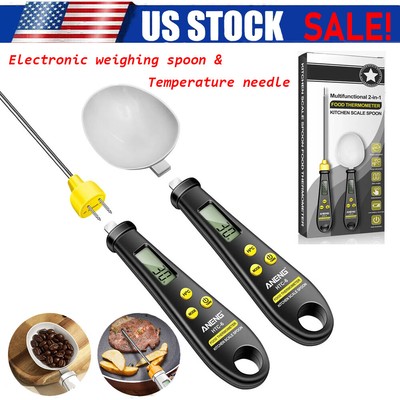 2 in1 Electronic Measuring Spoon Digital Thermometer 0.1-500g for Kitchen Frying