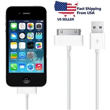 30 Pin to USB Charger Cable 3 FT iPhone 4 4S iPad 2 3 iPod Sync Cord Adapter