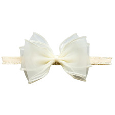 Rannyrena Cute Lace Bow Baby Girls Headbands White Knot Headband Soft Ivory A