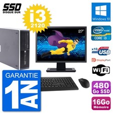 PC HP Compaq Pro 6300 SFF Ecran 27" i3-2120 RAM 16Go SSD 480Go Windows 10 Wifi