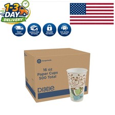 Insulated 16 oz Dixie PerfecTouch Paper Cups - 500 Count with Non-Slip Grip