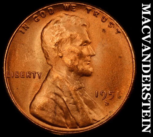 1951 Lincoln Wheat Cent- Choice Gem Brilliant Unc Luster No Reserve #J3851