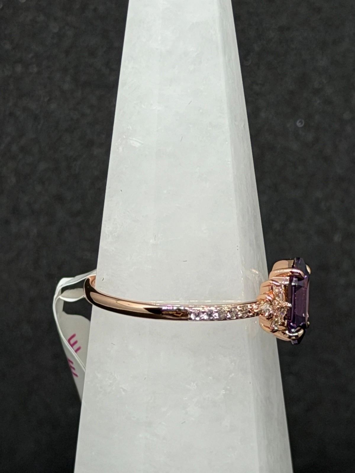 Bomb Party Ring Sz 11  "Gracing Us in Beauty" Amethyst CZ on Rose Gold image 2