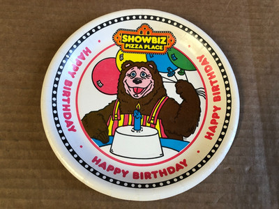 Showbiz Pizza Place BILLY BOB Cake Plate 7  Paper. Rare Find! Vintage. 1980 s
