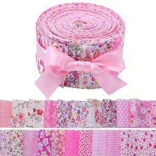 40 Strip Jelly Roll Fabrics for Quilting - Pink Quilting Fabric for Art,Craft...