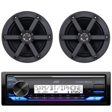 JVC KD-X38MBS 1-DIN Marine Bluetooth Stereo Receiver, 2x 6.5" 100W Speakers