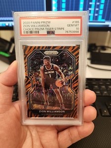 ZION WILLIAMSON 2020 Panini Prizm Choice #185 TIGER STRIPE PRIZM SP PSA 10 