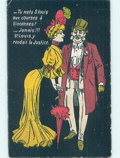 Pre-Linen foreign fashion FRENCH WOMAN IN YELLOW DRESS WITH UMBRELLA HL2884