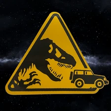 Jurassic Park Warning Sticker 3.5” Vinyl Decal – T-Rex Jeep Dinosaur Sign Waterp