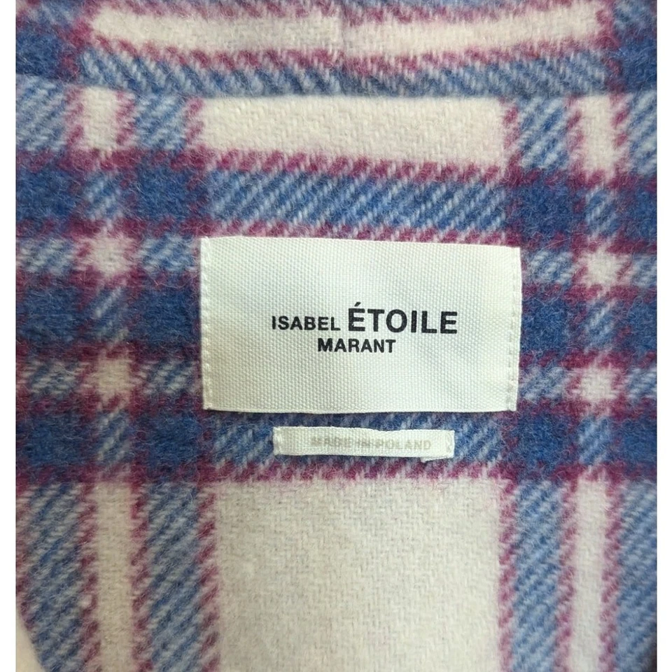 Isabel Marant Étoile Plaid Wool Coat Jacket Blue Red Cream Size 34 XS-S - Image 4 of 4