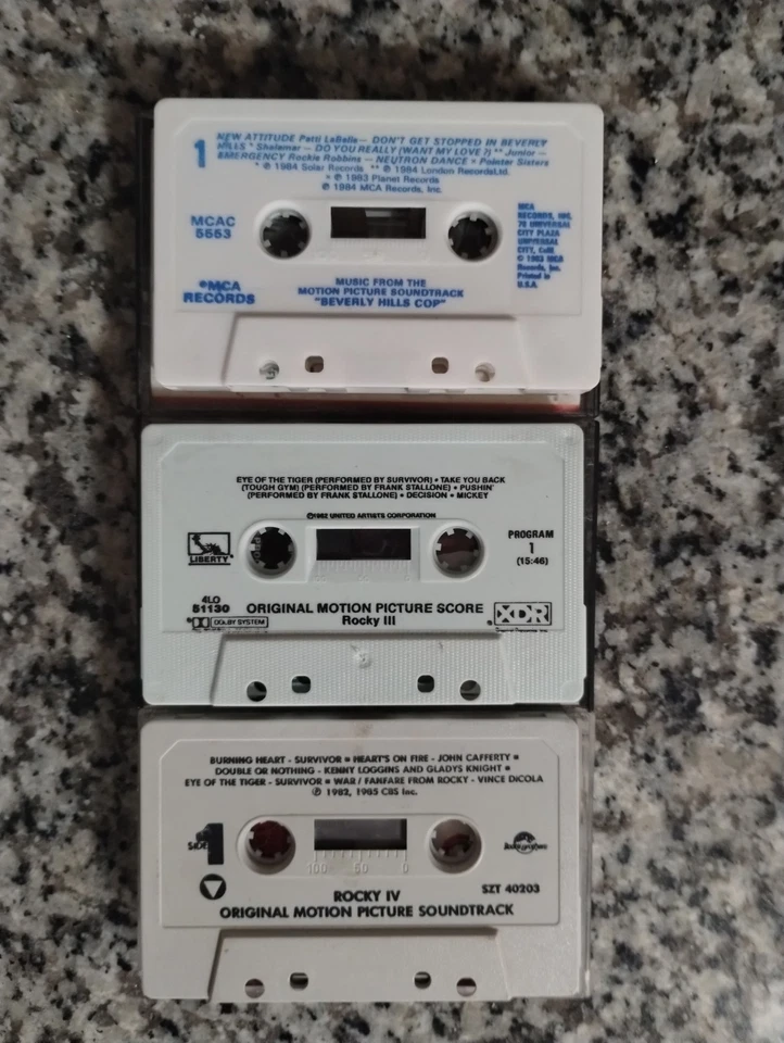 Vintage Cassette Soundtrack Lot Of 3: Rocky III, Rocky IV & Beverly Hills Cop  Foto 4 de 4