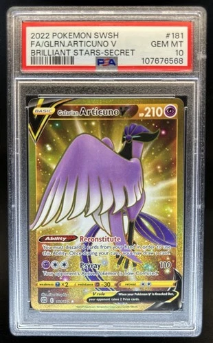 2022 Pokemon SWSH Brilliant Stars Galarian Articuno V #181/172 PSA 10 GEM MINT