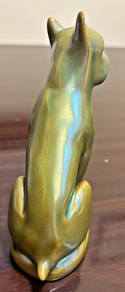 Zsolnay Green Eosin 5-1/2” Boxer Dog Figurine - Image 3 of 4