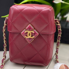 Chanel Red Lambskin Quilted Classic Flap Bag with Gold Hardware