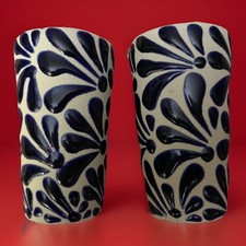 Par de vasos de chupito hechos a mano Tequileros De Talavera Mexicano 2,5 oz 3,5 hx1,87 días.