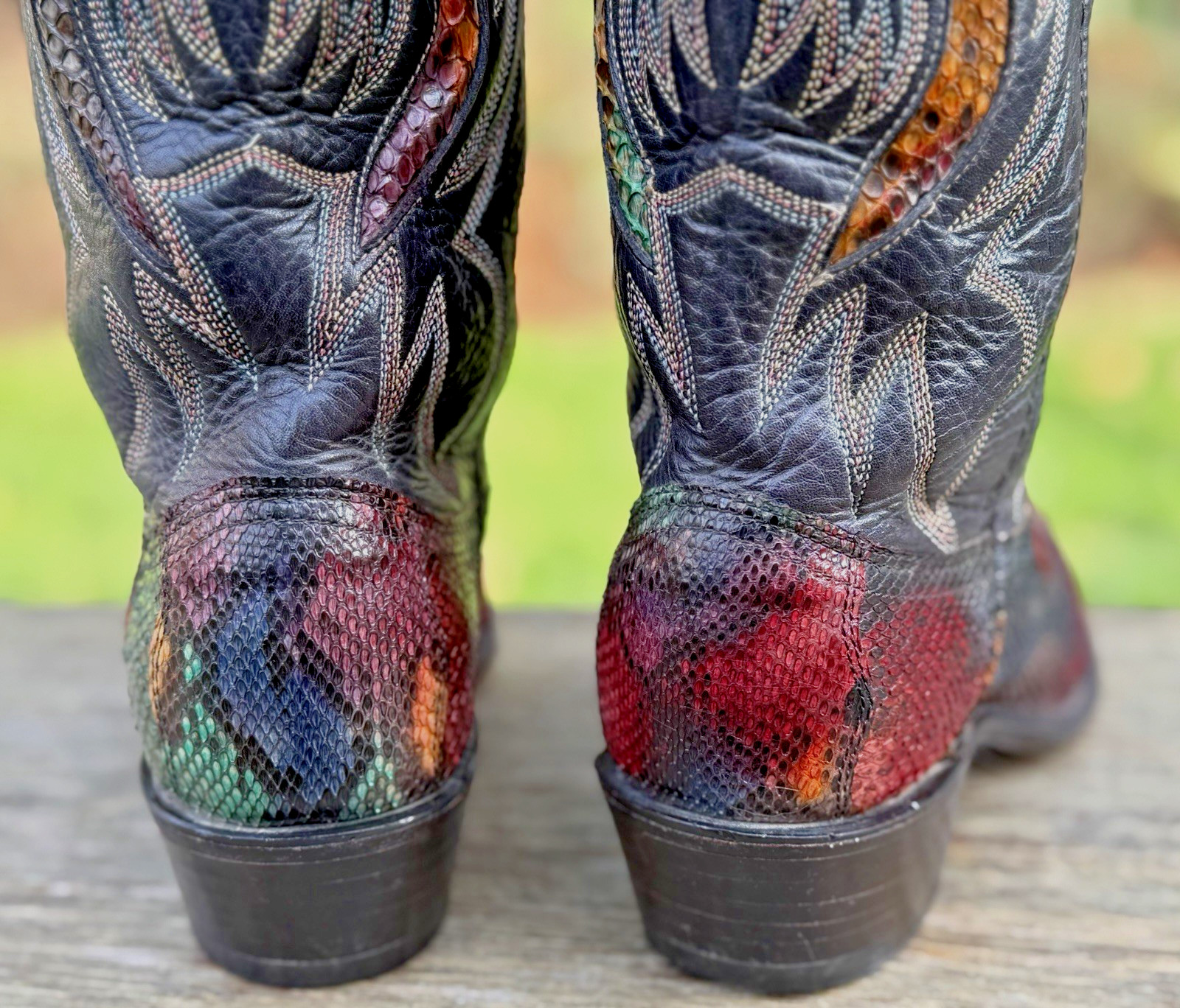 Vtg Dan Post Rainbow Python Snakeskin Cowboy Boot… - image 12