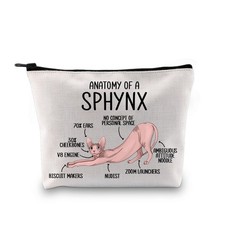 G2TUP Sphynx Amante dei Gatti Regalo Anatomia Trucco Borsa - Sacchetto Cosmetico per Sphynx Mamma...