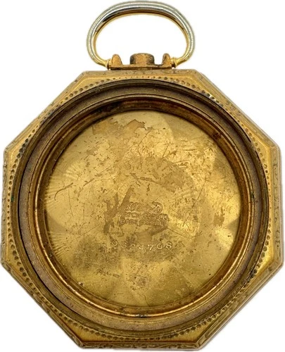 Antique 6S Illinois Pinstripe Open Face Pocket Watch Case Gold Tone Octagon