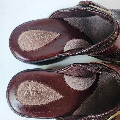 Clarks Artisan Collection Womens Size 7M Brown Leather Slip On Mules Clogs Shoes - Picture 6 of 10