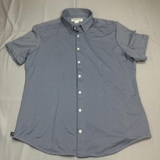 Mizzen Main Shirt Mens XL Blue Check Commuter Performance Stretch Trim Fit Offic