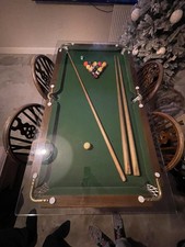 Antique EJ RILEY SNOOKER / DINING TABLE & CHAIRS GLASS TOP