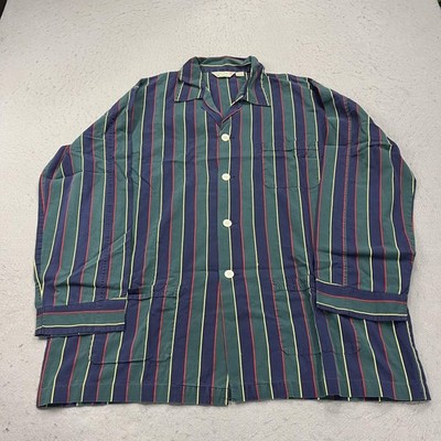 VINTAGE Derek Rose Pajama Top Mens XL Multicolor Stripe 100% Cotton Sleep Shirt