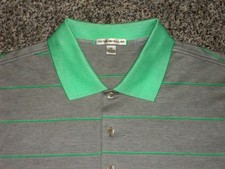NWOT Men's PETER MILLAR Crown Polo XL GRAY  GREEN Striped  100 Cotton