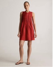 Quince 100% European Linen Sleeveless Swing Dress / Chile (Red) / Women’s Small