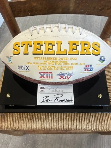 PITTSBURGH STEELERS SIGNED BEN ROETHLISBURGER FOOTBALL WITH COA FREE SHIP 🆓📬
