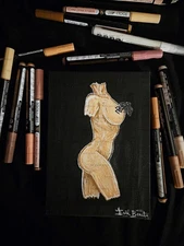 Art Nude Tableau Acrylique Pen Erotic Draw Corpse Skin