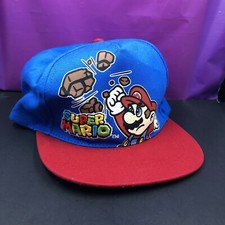 Super Mario Youth Snapback Red Blue Hat Clean Well Kept One Size OSFM