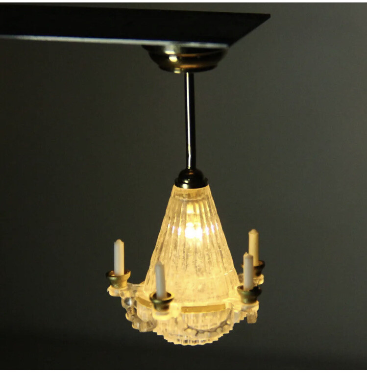 1:12 Scale Miniature LED Ceiling Light Chandelier Battery Operated Dollhouse