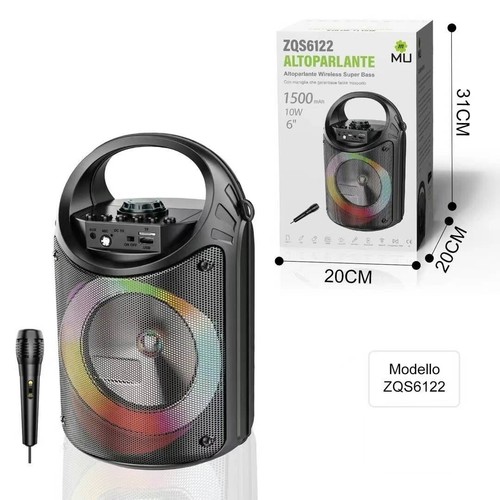 Cassa Altoparlante Bluetooth Ricaricabile Portatile RGB Microfono USB TF ZQS6122 - Foto 8 di 11