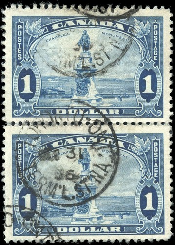 Used Canada $1.00 F-VF PAIR 1935 Scott #227 King George V Pictorial Stamps - Picture 1 of 2