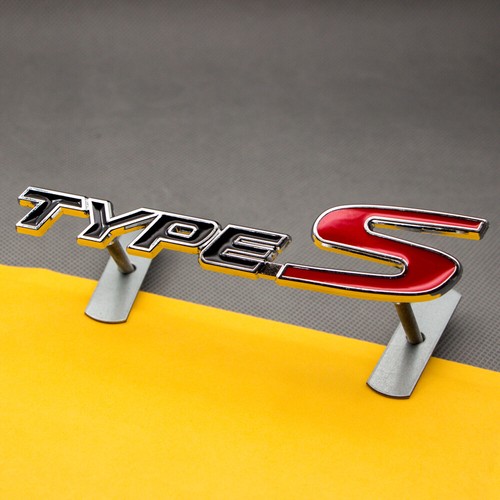 3D Metal Black & Red Coated TYPE-S Grille Emblem Chrome Front Grill Sport Badge - Picture 4 of 6