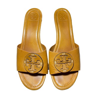 Tory Burch Womens 10 M Patti Leather Sandals Slides Wedges Shoes | eBay