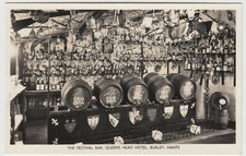 Hampshire; The Festival Bar Interior, Queens Head Hotel, Burley RP PPC, Unused