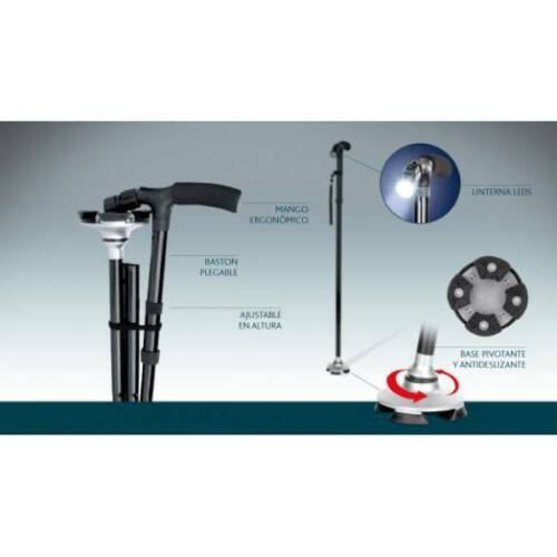 Silver Aluminum Revolver Walking Stick - Gift for Grandpa