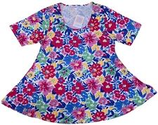 LuLaRoe Womens Top Size Small Perfect T Pink Blue Floral NWT Decade New Release