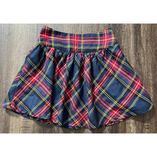 Kidpik Girls Bias Navy Plaid Skirt Size 7/8