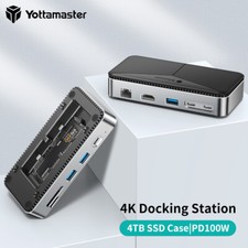 Yottamaster M.2 NVMe SATA SSD Enclosure W/ 10 IN 1 USB C 3.2 HUB Docking Station
