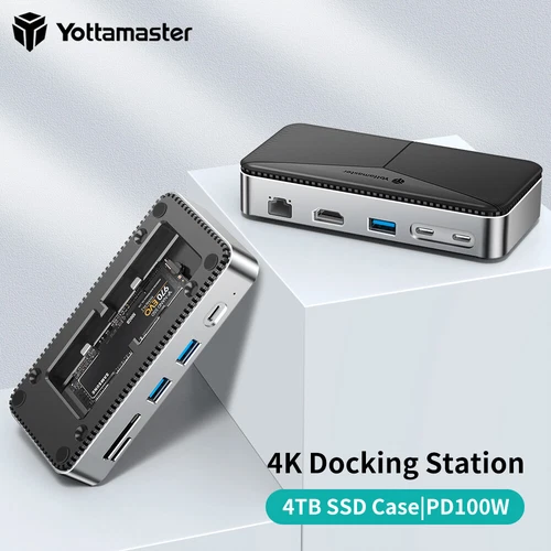 10 in 1 USB HUB with M.2 NVMe SATA SSD Enclosure Docking Station Type C Adapter - Picture 13 of 14