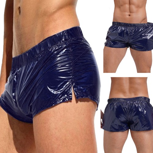 Boxer uomo metallizzato lucido costume da bagno lucido tronchetto basso rave clubwear - Foto 4 di 18
