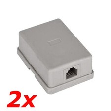 2 PACK - 1-Port RJ11 6P4C White Surface Mount Box SMB Biscuit Jack for Telephone