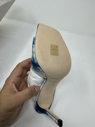 Jimmy Choo Anise 95 Marbled Denim Blue White Sandal Women Size 39 - Picture 7 of 12